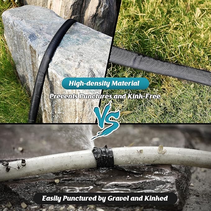 Garden Hose Non-Expanding 100ft, Flexible Garden Hose with 10 Function Hose Nozzle, Lightweight, Kink Free and Water Hose for Outdoor,Yard, Lawn, Car Wash, Marine,and Camper Use