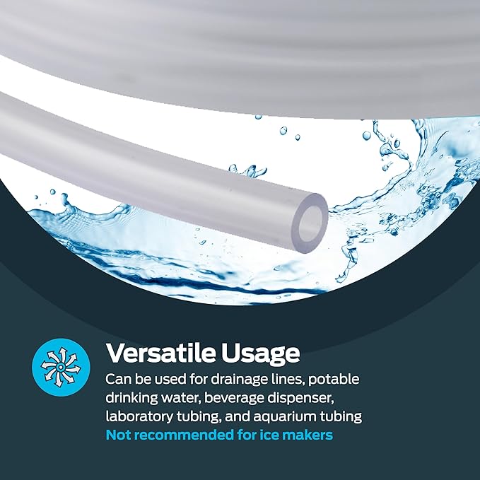 10ft PVC Clear Vinyl Tubing – 1/2" ID x 5/8" OD Food-Grade Flexible Hose for Water, Air, Gas, and Liquid Transfer