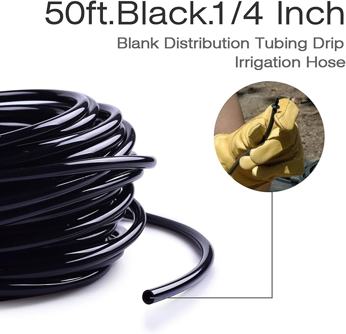 50ft Drip Irrigation Tubing – 4mm ID x 7mm OD Flexible PVC Hose for Garden Watering, Greenhouse &amp; Plant Drip Systems