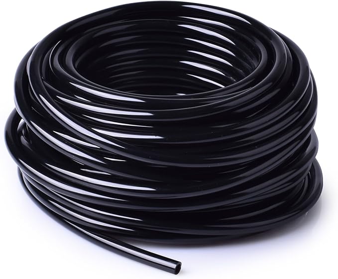 50ft Drip Irrigation Tubing – 4mm ID x 7mm OD Flexible PVC Hose for Garden Watering, Greenhouse &amp; Plant Drip Systems