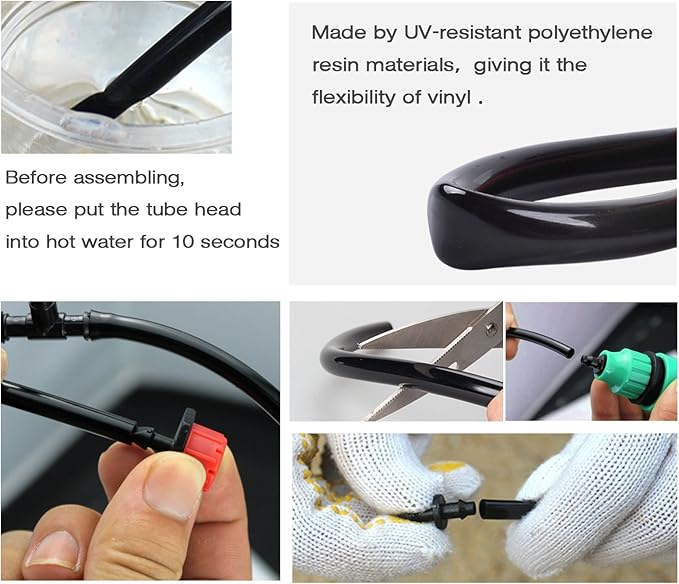 50ft Drip Irrigation Tubing – 4mm ID x 7mm OD Flexible PVC Hose for Garden Watering, Greenhouse &amp; Plant Drip Systems