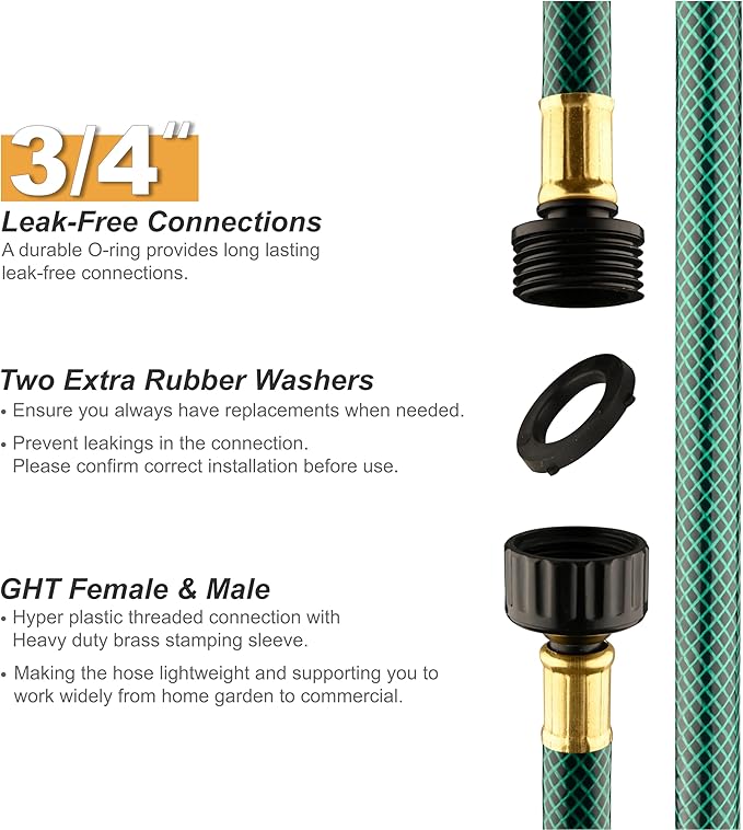 Garden Hose, No Leaks, Suitable for Watering: Kink-Free, Lightweight - 1/2 Inch Hose, 15 Feet with Fittings, Suitable for Outdoors and Yards
