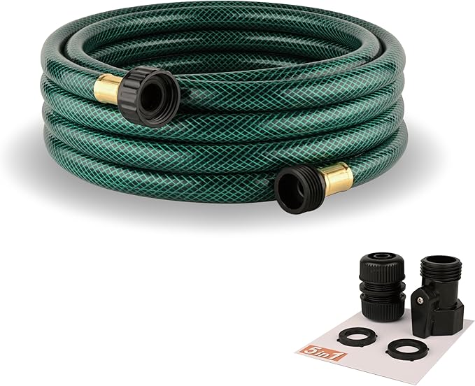 Garden Hose, No Leaks, Suitable for Watering: Kink-Free, Lightweight - 1/2 Inch Hose, 15 Feet with Fittings, Suitable for Outdoors and Yards