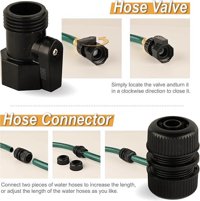 Garden Hose, No Leaks, Suitable for Watering: Kink-Free, Lightweight - 1/2 Inch Hose, 15 Feet with Fittings, Suitable for Outdoors and Yards