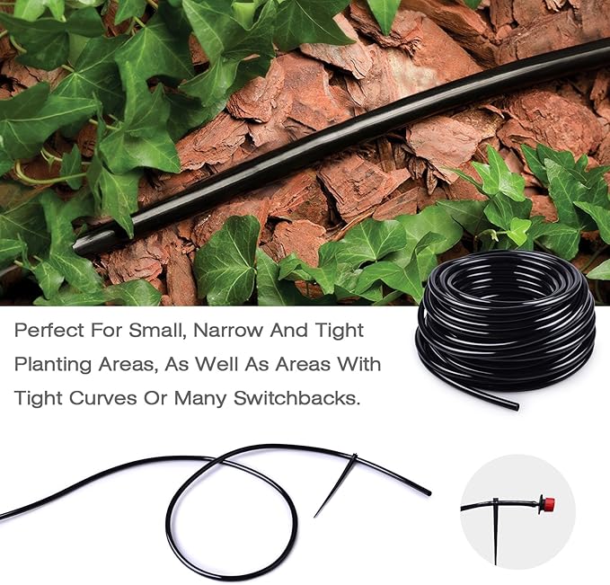 50ft Drip Irrigation Tubing – 4mm ID x 7mm OD Flexible PVC Hose for Garden Watering, Greenhouse &amp; Plant Drip Systems